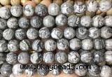 LSBS969 15 inches 14mm faceted round grey picture jasper gemstone beads wholesale