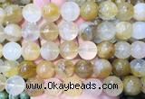 LSBS97 15 inches 16mm round yellow gum flower crystal beads wholesale