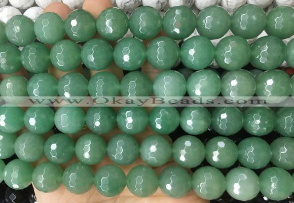 LSBS974 15 inches 14mm faceted round green aventurine gemstone beads wholesale
