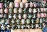 MEBS14 15 inches 8*12mm pumpkin black veined rhodonite beads wholesale