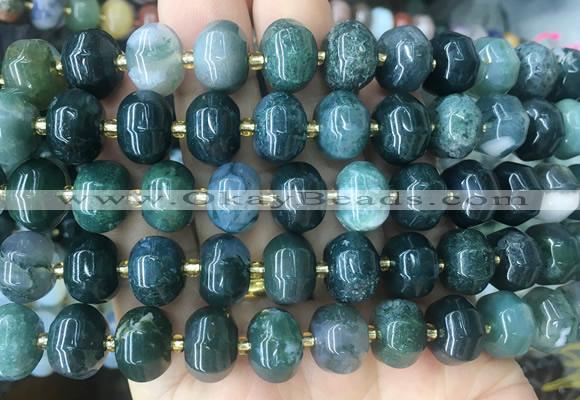 MEBS26 15 inches 8*12mm pumpkin moss agate beads wholesale