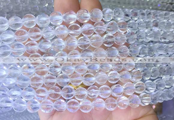 NCBS01 15 inches 8mm carved pumpkin white crystal beads wholesale
