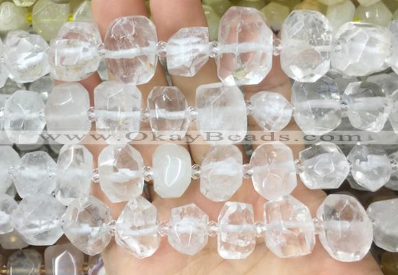 NCBS20 15 inches 12*16mm - 13*18mm faceted nuggets white crystal beads