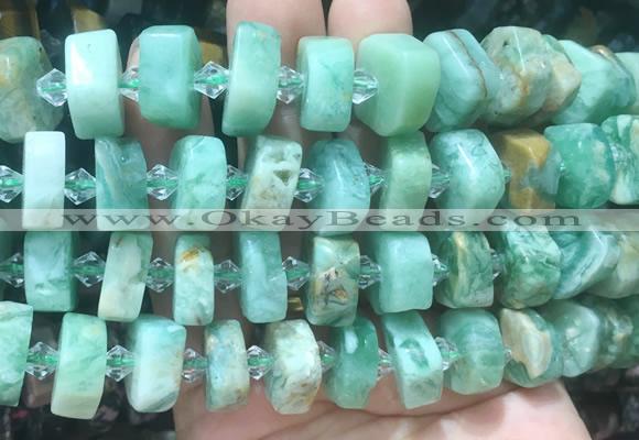 NGBS218 15 inches 10*14mm - 12*16mm faceted nuggets green kyanite beads