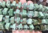 NGBS219 15 inches 10*14mm - 12*16mm faceted nuggets green opal beads