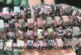 NGBS221 15 inches 10*14mm - 12*16mm faceted nuggets rhodonite beads