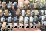 NGBS222 15 inches 10*14mm - 12*16mm faceted nuggets black picasso jasper beads