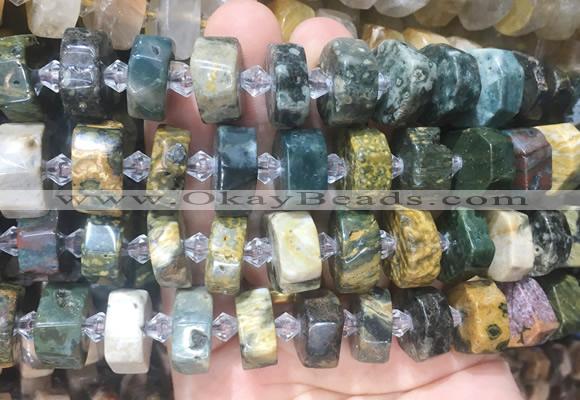 NGBS225 15 inches 10*14mm - 12*16mm faceted nuggets ocean jasper beads