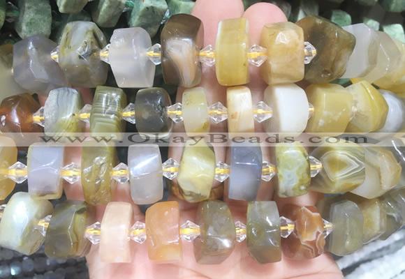 NGBS227 15 inches 10*14mm - 12*16mm faceted nuggets yellow agate beads