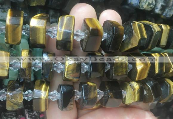 NGBS229 15 inches 10*14mm - 12*16mm faceted nuggets yellow tiger eye beads
