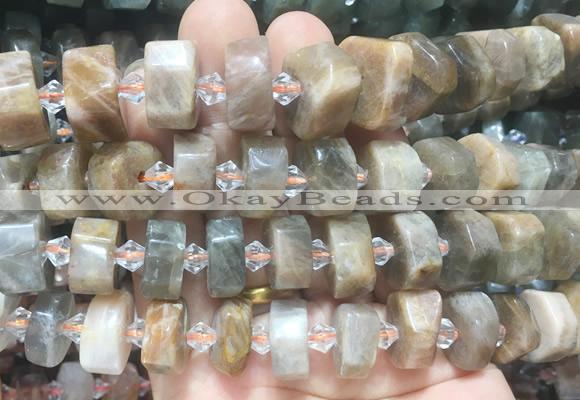 NGBS230 15 inches 10*14mm - 12*16mm faceted nuggets sunstone beads