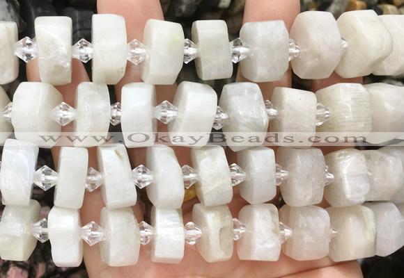 NGBS234 15 inches 10*14mm - 12*16mm faceted nuggets white moonstone beads