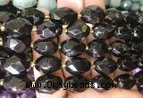 NGBS247 15 inches 8*12mm - 12*16mm faceted nuggets black tourmaline beads