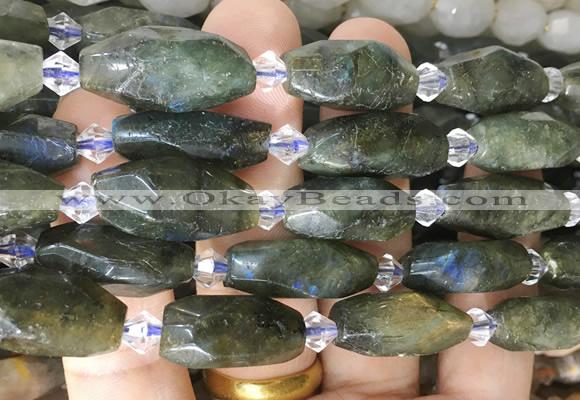 NGBS255 15 inches 8*20mm - 12*30mm faceted nuggets labradorite beads