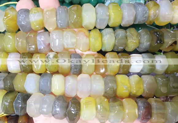 NGBS298 15 inches 8*14mm - 10*16mm faceted nuggets agate beads wholesale