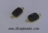 NGC1508 10*14mm rectangle druzy quartz gemstone connectors wholesale