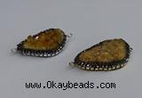NGC1873 22*35mm - 25*40mm freeform druzy citrine connectors