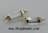 NGC227 10*35mm - 8*40mm faceted nuggets white crystal connectors