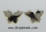 NGC405 30*40mm butterfly agate gemstone connectors wholesale