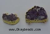 NGC5516 18*25mm - 25*35mm freefrom druzy amethyst connectors