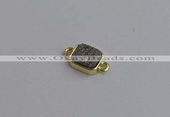 NGC5860 10*12mm rectangle plated druzy agate connectors wholesale