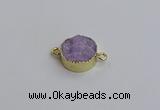 NGC5965 15mm coin plated druzy agate connectors wholesale