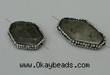 NGC6508 25*30mm - 25*40mm freeform black rutilated quartz connectors