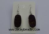 NGE5126 10*22mm - 12*25mm freeform plated druzy quartz earrings