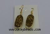 NGE5132 10*22mm - 12*25mm freeform plated druzy quartz earrings