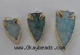 NGP1749 20*30mm - 25*50mm arrowhead druzy agate gemstone pendants