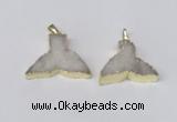 NGP2225 20*25mm - 22*30mm fishtail druzy agate gemstone pendants