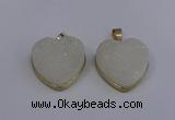 NGP4021 20*20mm heart druzy quartz gemstone pendants