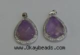 NGP6334 25*30mm teardrop light amethyst pendants wholesale