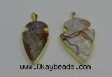NGP6693 20*35mm - 30*45mm arrowhead agate gemstone pendants