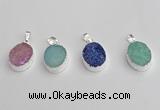 NGP7192 15*20mm oval druzy quartz pendants wholesale