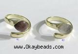 NGR1106 8*10mm faceted flat droplet  mixed gemstone rings wholesale