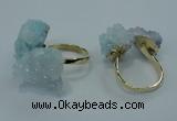 NGR12 15*20mm - 20*25mm nuggets plated druzy quartz rings