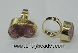 NGR53 18*25mm - 20*30mm freeform plated druzy agate rings