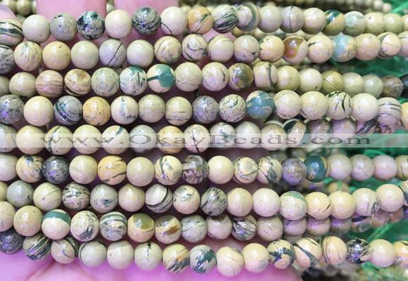 NSBS06 15 inches 6mm round Green Dragon Veins Jasper beads wholesale