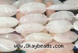OVBS61 15 inches 20*40mm oval rose quartz gemstone beads wholesale