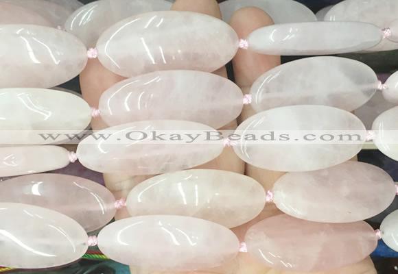 OVBS61 15 inches 20*40mm oval rose quartz gemstone beads wholesale