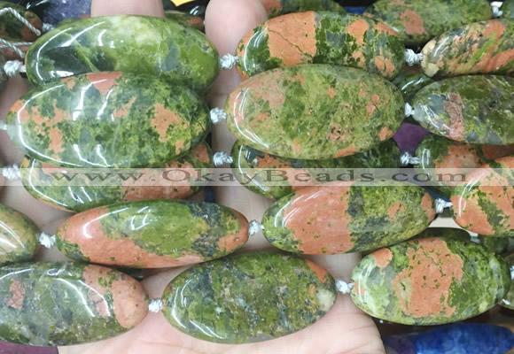 OVBS74 15 inches 20*40mm oval unakite gemstone beads wholesale