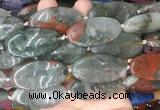 OVBS77 15 inches 20*40mm oval blood jasper gemstone beads wholesale