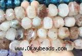 PQBS01 15 inches 12*16mm - 13*18mm faceted nuggets pink quartz beads