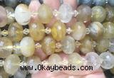RBBS22 15 inches 13*18mm faceted rondelle yellow quartz gemstone beads