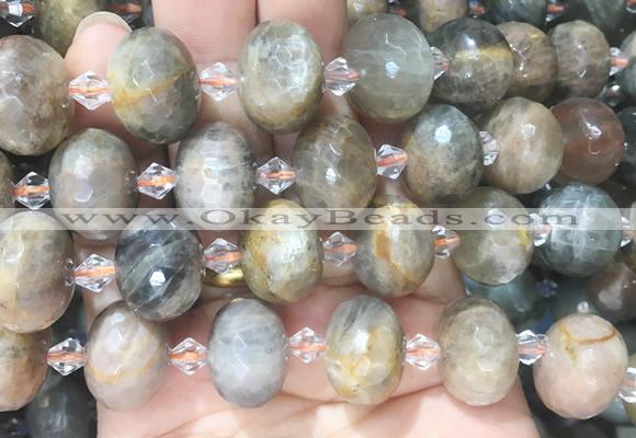 RBBS24 15 inches 13*18mm faceted rondelle sunstone gemstone beads