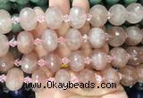 RBBS26 15 inches 13*18mm faceted rondelle red strawberry quartz gemstone beads