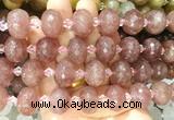 RBBS27 15 inches 13*18mm faceted rondelle red strawberry quartz gemstone beads