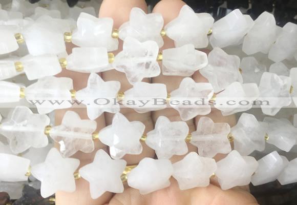 RGBS53 15 inches 14mm faceted star Angola crystal quartz beads wholesale
