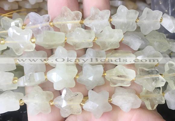 RGBS54 15 inches 14mm faceted star lemon quartz beads wholesale
